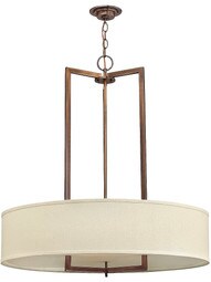 Hampton Large Chandelier With Linen Drum Shade